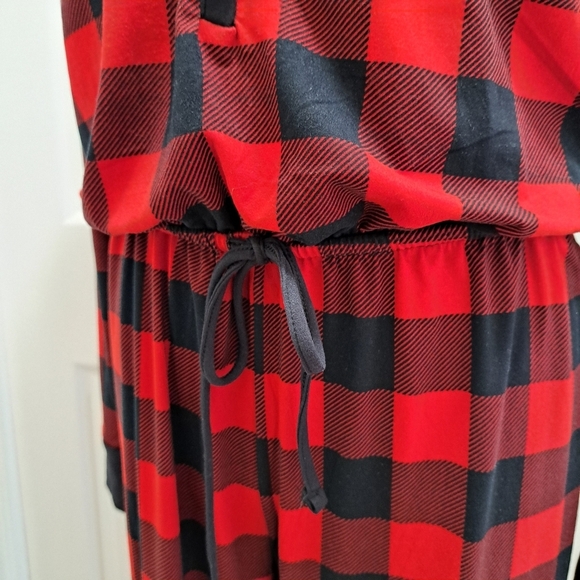 La Vie En Rose Buffalo Plaid Pajamas Onesie Pj's Red Black Women's Small Cozy - Picture 4 of 14